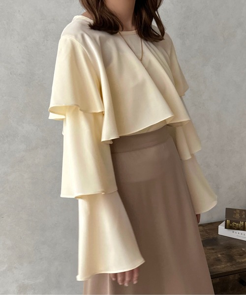 apres jour clair(アプレジュールクレア)の「【apres jour clair】2WAYティアードボレロブラウス【ZOZOTOWN限定アイテム】(シャツ/ブラウス・レディース・ベージュ/アイボリー/ブラウン系その他/ブラック・フリー/X-LARGE)」の11枚目の写真