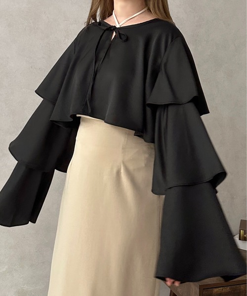 apres jour clair(アプレジュールクレア)の「【apres jour clair】2WAYティアードボレロブラウス【ZOZOTOWN限定アイテム】(シャツ/ブラウス・レディース・ベージュ/アイボリー/ブラウン系その他/ブラック・フリー/X-LARGE)」の6枚目の写真