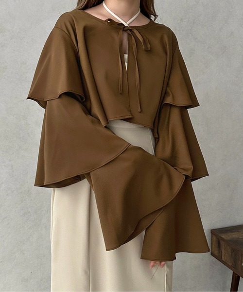 apres jour clair(アプレジュールクレア)の「【apres jour clair】2WAYティアードボレロブラウス【ZOZOTOWN限定アイテム】(シャツ/ブラウス・レディース・ベージュ/アイボリー/ブラウン系その他/ブラック・フリー/X-LARGE)」の7枚目の写真