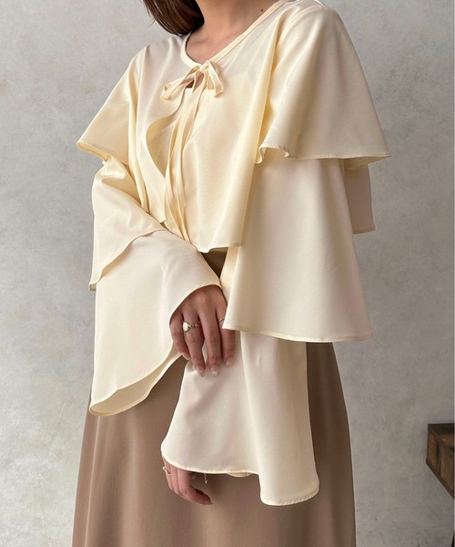 apres jour clair(アプレジュールクレア)の「【apres jour clair】2WAYティアードボレロブラウス【ZOZOTOWN限定アイテム】(シャツ/ブラウス・レディース・ベージュ/アイボリー/ブラウン系その他/ブラック・フリー/X-LARGE)」の10枚目の写真