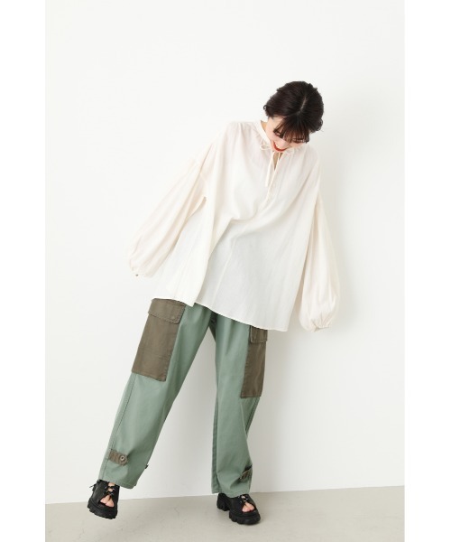 RODEO CROWNS WIDE BOWL（ロデオクラウンズワイドボウル）の「Color スモックブラウス（シャツ/ブラウス・レディース・チャコールグレー/アイボリー/オレンジ・FREE）」の7枚目の写真