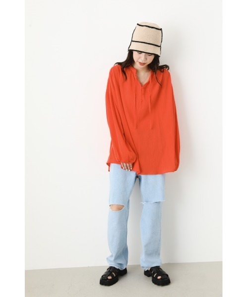 RODEO CROWNS WIDE BOWL（ロデオクラウンズワイドボウル）の「Color スモックブラウス（シャツ/ブラウス・レディース・チャコールグレー/アイボリー/オレンジ・FREE）」の6枚目の写真