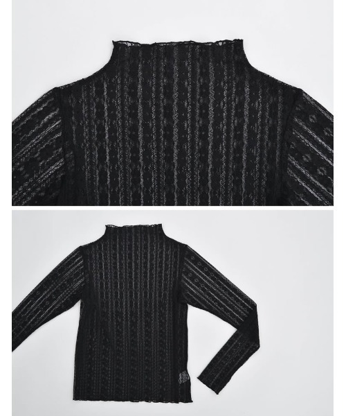 指穴ハイネックレースシアートップス