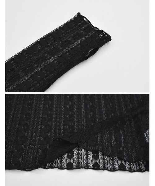 指穴ハイネックレースシアートップス