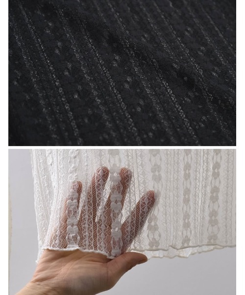 指穴ハイネックレースシアートップス