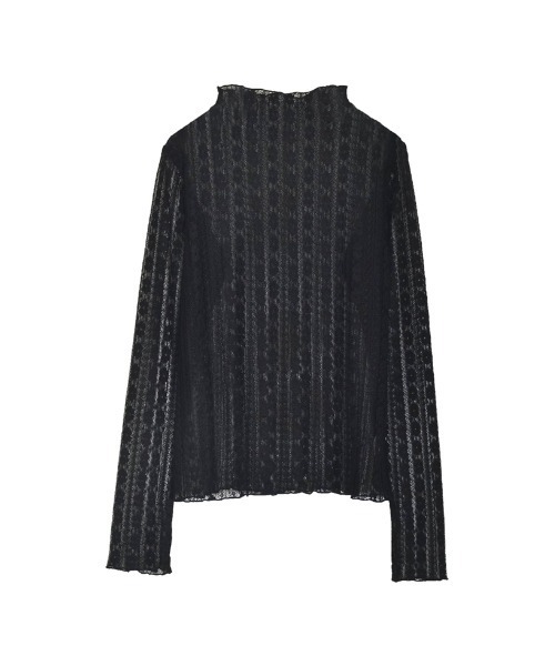 指穴ハイネックレースシアートップス