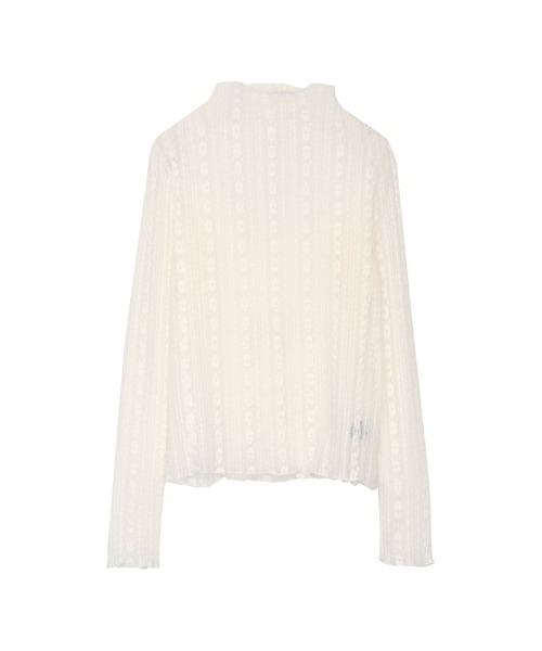 指穴ハイネックレースシアートップス