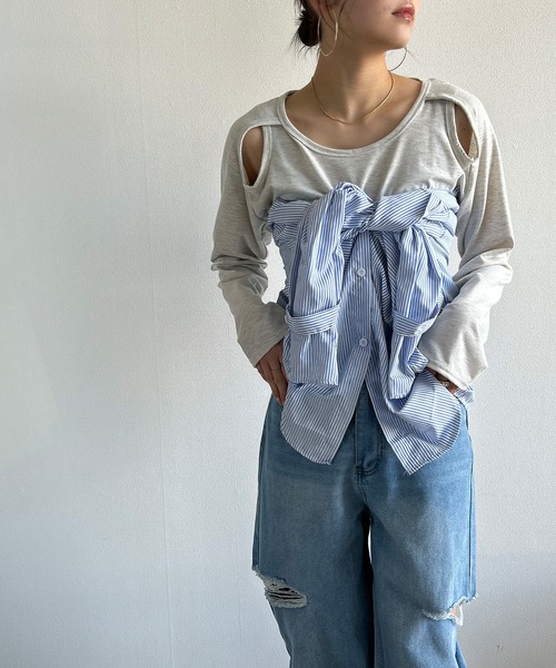 【美品】エポカザショップ-EPOCA-オープンショルダーカットソー 美品】エポカザショップ-EPOCA-オープンショルダーカットソー