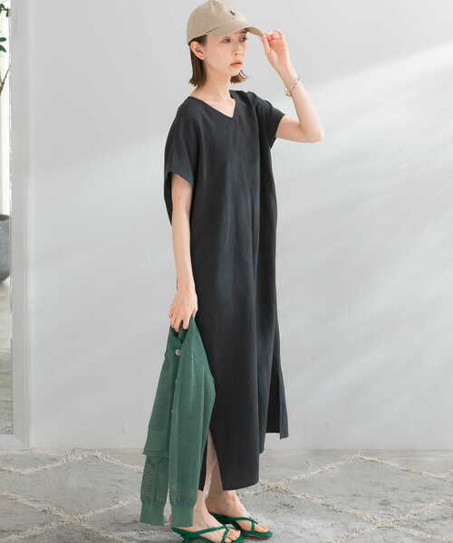 リネン混コクーンワンピース