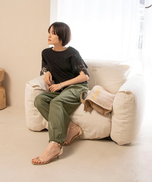 NOLLEY‘S レース切替プルオーバーカットソー　ブラック　新品未着用　M NOLLEY'S（ノーリーズ）の「◇【WEB限定】レース切替プル