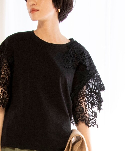 NOLLEY‘S レース切替プルオーバーカットソー　ブラック　新品未着用　M NOLLEY'S（ノーリーズ）の「◇【WEB限定】レース切替プル