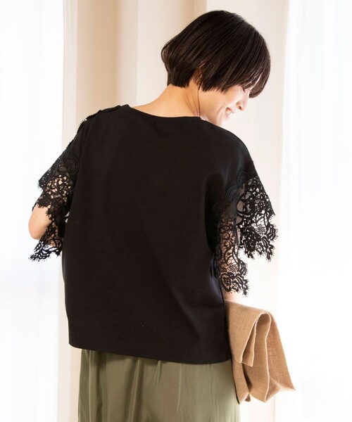 NOLLEY‘S レース切替プルオーバーカットソー　ブラック　新品未着用　M NOLLEY'S（ノーリーズ）の「◇【WEB限定】レース切替プル
