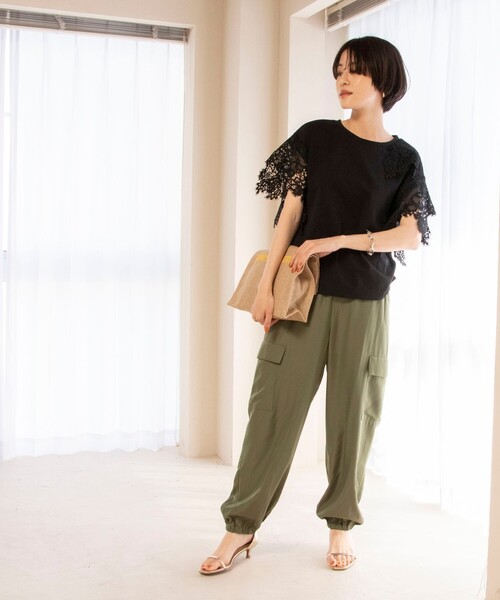 NOLLEY‘S レース切替プルオーバーカットソー　ブラック　新品未着用　M NOLLEY'S（ノーリーズ）の「◇【WEB限定】レース切替プル