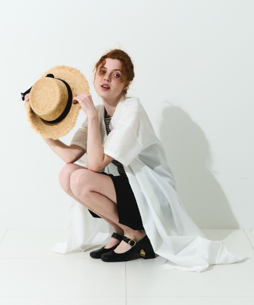 MERLOT（メルロー）の「半袖クレリックシャツワンピース（ワンピース・レディース・イエロー/ブラック/ホワイト/ネイビー・FREE）」の21枚目の写真