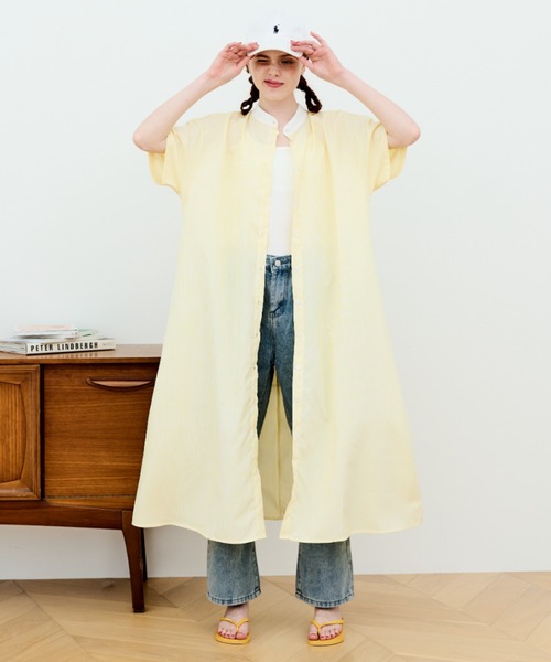 MERLOT（メルロー）の「半袖クレリックシャツワンピース（ワンピース・レディース・イエロー/ブラック/ホワイト/ネイビー・FREE）」の17枚目の写真