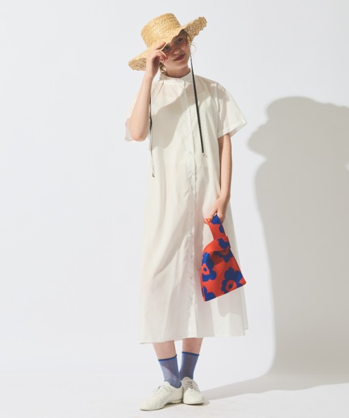 MERLOT（メルロー）の「半袖クレリックシャツワンピース（ワンピース・レディース・イエロー/ブラック/ホワイト/ネイビー・FREE）」の12枚目の写真