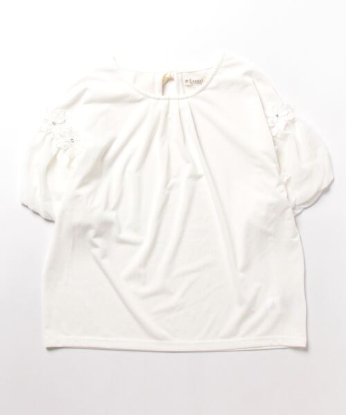 axes femme（アクシーズファム）の「フラワーレースパフ袖リブプルオーバー（Tシャツ/カットソー・レディース・ピンク/キナリ/サックスブルー・FREE）」の4枚目の写真