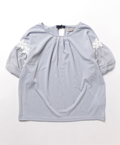 axes femme（アクシーズファム）の「フラワーレースパフ袖リブプルオーバー（Tシャツ/カットソー・レディース・ピンク/キナリ/サックスブルー・FREE）」の7枚目の写真