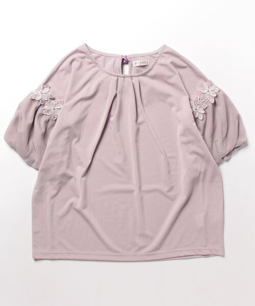 axes femme（アクシーズファム）の「フラワーレースパフ袖リブプルオーバー（Tシャツ/カットソー・レディース・ピンク/キナリ/サックスブルー・FREE）」の6枚目の写真