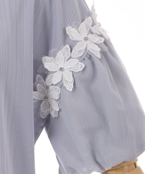 axes femme（アクシーズファム）の「フラワーレースパフ袖リブプルオーバー（Tシャツ/カットソー・レディース・ピンク/キナリ/サックスブルー・FREE）」の20枚目の写真