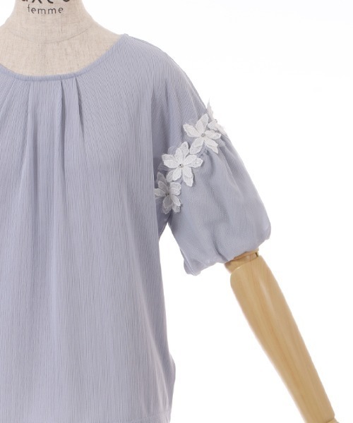 axes femme（アクシーズファム）の「フラワーレースパフ袖リブプルオーバー（Tシャツ/カットソー・レディース・ピンク/キナリ/サックスブルー・FREE）」の18枚目の写真