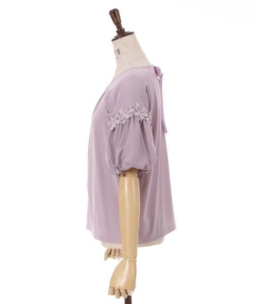 axes femme（アクシーズファム）の「フラワーレースパフ袖リブプルオーバー（Tシャツ/カットソー・レディース・ピンク/キナリ/サックスブルー・FREE）」の16枚目の写真