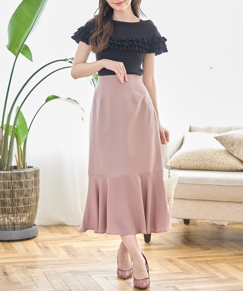 フリルオフショルケープライクシャリニットプルオーバー　オフホワイト tocco closet（トッコ クローゼット）の「フリルオフショル