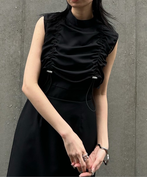 &g'aime(アンジェム)の「【&g’aime】シアーシャーリングノースリーブワンピース(ワンピース・レディース・モカ/ブラック/グレイッシュベージュ・FREE)」の9枚目の写真