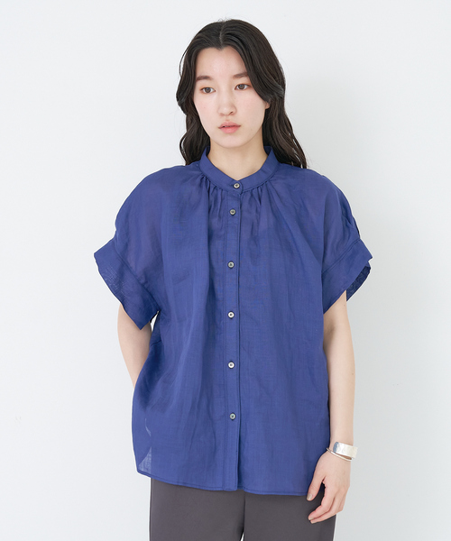 collex(コレックス)の「【WEB限定】リネンギャザーブラウス(シャツ/ブラウス・レディース・ブルー/ライム/ホワイト/ブラック・フリー)」の4枚目の写真