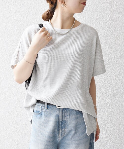 WEB限定】SHIPS any:〈洗濯機可能〉ワッフル ワイド TEE（Tシャツ