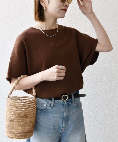SHIPS any(シップス エニィ)の「SHIPS any:〈洗濯機可能〉ワッフル ワイド TEE(Tシャツ/カットソー・レディース・チャコールグレー/ライトグレー/ホワイト/ブラック/キャメル/イエロー/ブラウン/ライトグレー系1・ONE SIZE)」の22枚目の写真