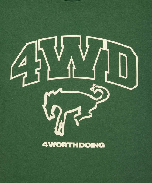 4WD（フォーワースドゥーイング）の「【4WD/4 WORTH DOING/フォー・ワース・ドゥーイング】 BRONCO MASCOT TEE ブロンコマスコット ショートスリーブTシャツ（Tシャツ/カットソー・メンズ・ダークグリーン/ホワイト・M/L/XL）」の4枚目の写真