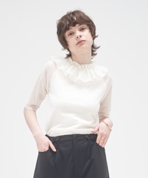 MECRE（メクル）の「クルーネックチュールプルオーバー（Tシャツ