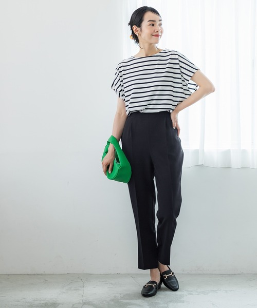 coca(coca)(コカ)の「セットアップ対応センタープレステーパードパンツ(スラックス・レディース・ライトベージュ/ブラック・M/L)」の15枚目の写真