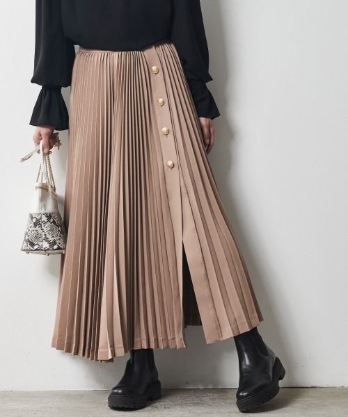 CHIC STYLE（シックスタイル）の「 サイドボタンプリーツロングスカート ＜大きいサイズ有＞シックスタイル（スカート・レディース・ブラック/ベージュ・LL/M/4L/3L/L/5L）」の16枚目の写真