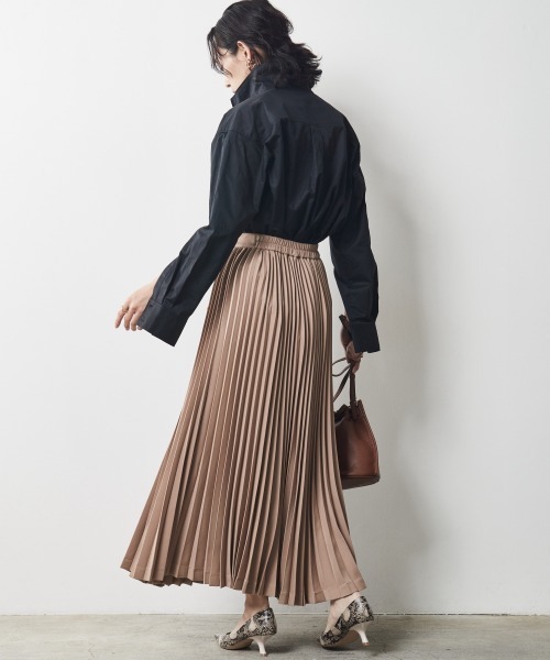 CHIC STYLE（シックスタイル）の「 サイドボタンプリーツロングスカート ＜大きいサイズ有＞シックスタイル（スカート・レディース・ブラック/ベージュ・LL/M/4L/3L/L/5L）」の10枚目の写真