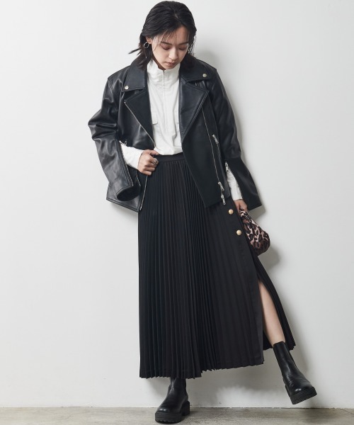 CHIC STYLE（シックスタイル）の「 サイドボタンプリーツロングスカート ＜大きいサイズ有＞シックスタイル（スカート・レディース・ブラック/ベージュ・LL/M/4L/3L/L/5L）」の11枚目の写真