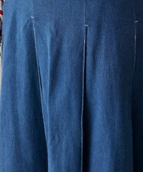 BONLECILL（ボンルシール）の「2way サスペンダー付きボックスプリーツデニムスカート（デニムスカート・レディース・ネイビー/ブルー/アイボリー/ブラック・FREE）」の14枚目の写真