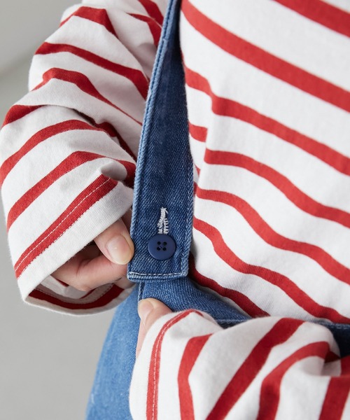 BONLECILL（ボンルシール）の「2way サスペンダー付きボックスプリーツデニムスカート（デニムスカート・レディース・ネイビー/ブルー/アイボリー/ブラック・FREE）」の15枚目の写真