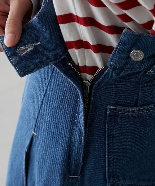 BONLECILL（ボンルシール）の「2way サスペンダー付きボックスプリーツデニムスカート（デニムスカート・レディース・ネイビー/ブルー/アイボリー/ブラック・FREE）」の17枚目の写真