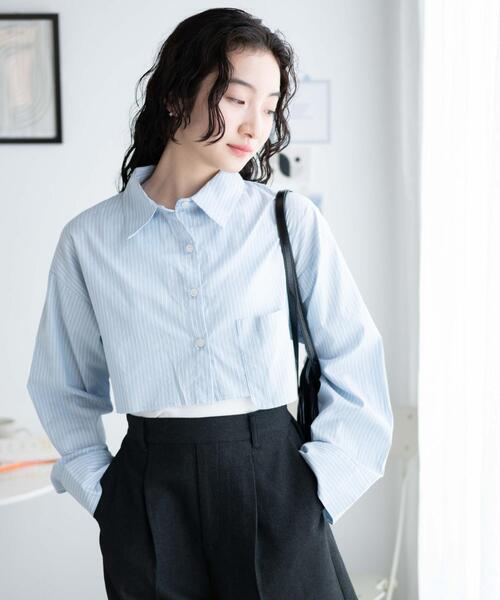 WEGO（ウィゴー）の「WEGO/アウトポケットクロップドシャツ（シャツ/ブラウス・レディース・ホワイト/ブルー系その他4・FREE）」の18枚目の写真