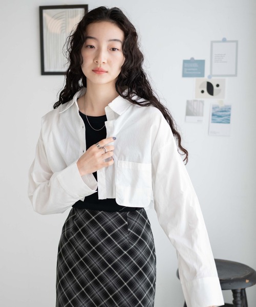 WEGO（ウィゴー）の「WEGO/アウトポケットクロップドシャツ（シャツ/ブラウス・レディース・ホワイト/ブルー系その他4・FREE）」の11枚目の写真