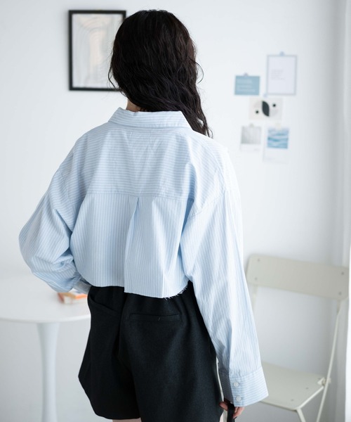 WEGO（ウィゴー）の「WEGO/アウトポケットクロップドシャツ（シャツ/ブラウス・レディース・ホワイト/ブルー系その他4・FREE）」の14枚目の写真