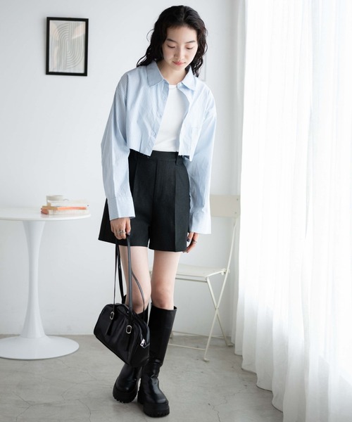 WEGO（ウィゴー）の「WEGO/アウトポケットクロップドシャツ（シャツ/ブラウス・レディース・ホワイト/ブルー系その他4・FREE）」の16枚目の写真