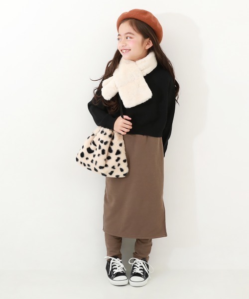 devirock(デビロック)の「RICH WARM 裏シャギー 10分丈 無地 ロングスカッツ(スカート・キッズ・モカ/ヘザーチャコール/ブラック/アイボリー/杢グレー/ネイビー系・130cm/120cm/140cm/110cm/160cm/150cm/100cm)」の9枚目の写真