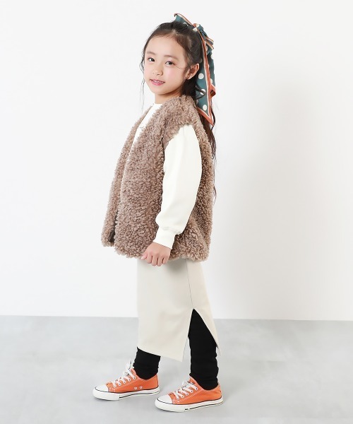 devirock(デビロック)の「RICH WARM 裏シャギー 10分丈 無地 ロングスカッツ(スカート・キッズ・モカ/ヘザーチャコール/ブラック/アイボリー/杢グレー/ネイビー系・130cm/120cm/140cm/110cm/160cm/150cm/100cm)」の11枚目の写真