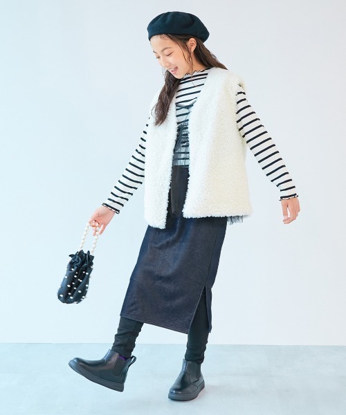 devirock(デビロック)の「RICH WARM 裏シャギー 10分丈 無地 ロングスカッツ(スカート・キッズ・モカ/ヘザーチャコール/ブラック/アイボリー/杢グレー/ネイビー系・130cm/120cm/140cm/110cm/160cm/150cm/100cm)」の17枚目の写真