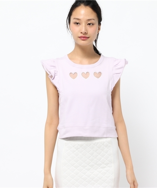 WEGO（ウィゴー）の「WEGO/フリルスリーブハートスウェット（スウェット・レディース・杢グレー/ライトパープル/オフホワイト・FREE）」の4枚目の写真