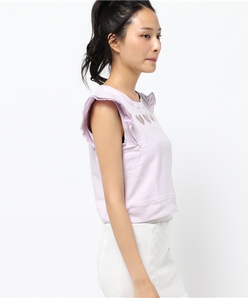 WEGO（ウィゴー）の「WEGO/フリルスリーブハートスウェット（スウェット・レディース・杢グレー/ライトパープル/オフホワイト・FREE）」の5枚目の写真