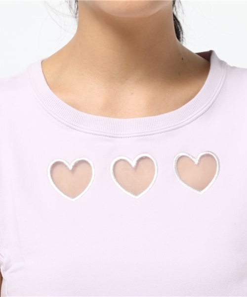 WEGO（ウィゴー）の「WEGO/フリルスリーブハートスウェット（スウェット・レディース・杢グレー/ライトパープル/オフホワイト・FREE）」の7枚目の写真